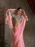 Blush Pink Kota Doria Saree with Border & Tassles